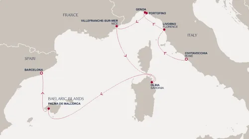 Routengrafik Eine Reise zu Renaissance-Schönheiten und mediterraner Gelassenheit