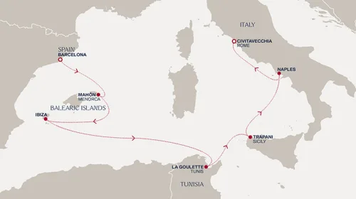 Routengrafik Eine Reise zu kultureller Eleganz und zeitlosen Entdeckungen