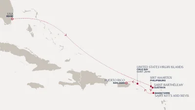 Routenverlauf Eine Reise zu einsamen Inseln und karibischen Paradiesen