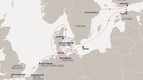 Routengrafik Eine „Extended Journey“ von mittelalterlichen Kanälen zu nordischem Design