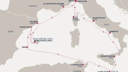 Routengrafik Eine „Extended Journey“ von mediterranen Ikonen zu balearischer Idylle