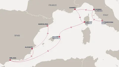 Routenverlauf Eine Reise von den Schätzen Italiens an die Südküste Spaniens
