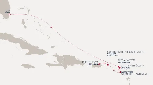 Routengrafik Eine Reise zu einsamen Inseln und karibischen Paradiesen