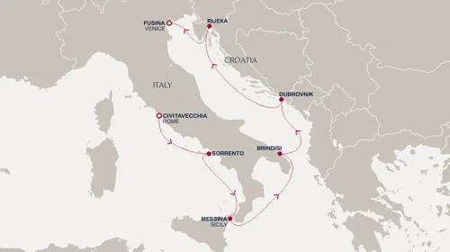Routengrafik Eine Reise zur Schönheit Süditaliens und zur strahlenden Adria
