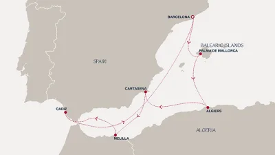 Routenverlauf Eine Reise zu mediterranen Kulturen und entlang der Küsten Andalusiens