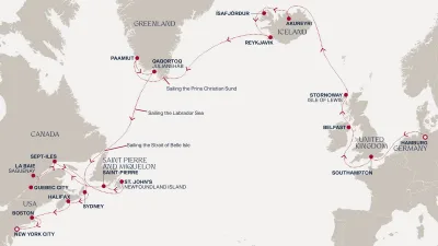 Routenverlauf Eine Reise zu grönländischen Dörfern und Ikonen Nordamerikas