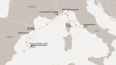 Routenverlauf Eine Reise von den Küsten Roms zum zeitgenössischen katalanischen Flair