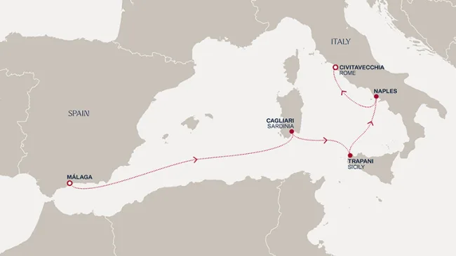Routenverlauf Eine Reise von den Rhythmen Andalusiens zu den beliebten Inseln Italiens