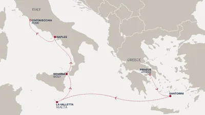 Routenverlauf Eine Reise von der Ägäis zu Italiens zeitlosen Küsten