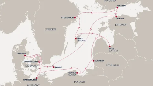 Routengrafik Eine „Extended Journey“ durch bezaubernde skandinavische Landschaften und zu den Highlights des Baltikums