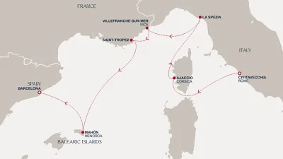 Routenverlauf Eine Reise zur Côte d’Azur und zu kulturellen Zentren