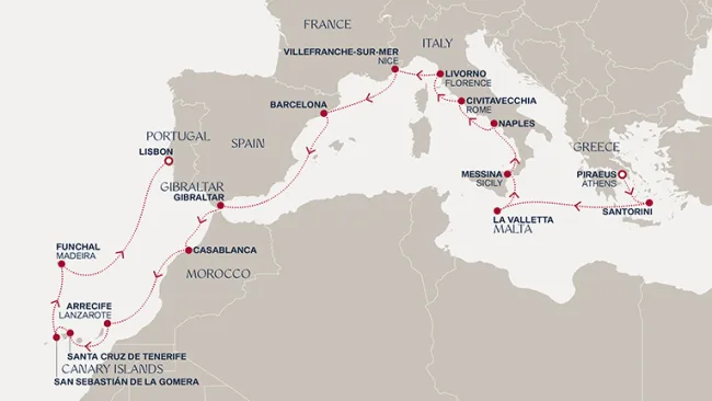 Routenverlauf Eine „Extended Journey“ vom ruhigen Mittelmeer zu den wilden Küsten des Atlantiks