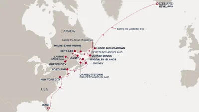 Routenverlauf Eine „Grand Journey“ von Miami zum vulkanischen Reykjavík