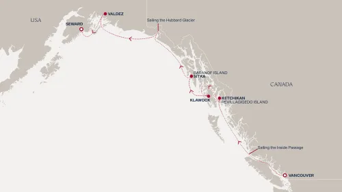 Routengrafik Eine Reise entlang wilder Küsten und endlosem Eis