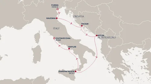 Routengrafik Eine Reise zu künstlerischen Wundern und mediterraner Romantik