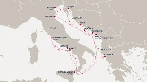 Routengrafik Eine „Extended Journey“ zu den Sehenswürdigkeiten der Adria, befestigten Wunderwerken und dem pulsierenden Leben an der Küste