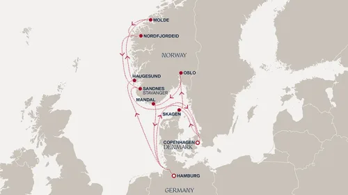 Routengrafik Eine „Extended Journey“ zu malerischen Häfen, lebhaften Hafenstädten und ruhigen Küsten