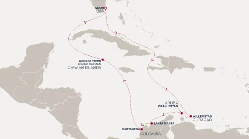 Routengrafik Eine Reise zu karibischem Charme und spektakulären Naturlandschaften