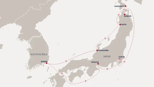 Routenverlauf Eine Reise durch die japanische Kultur und Natur