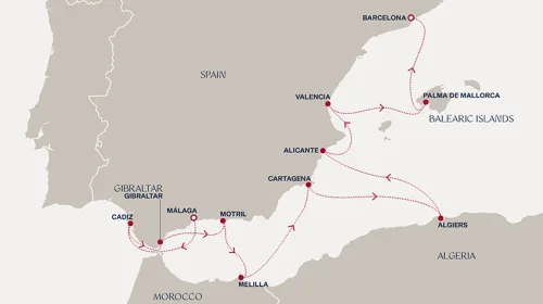 Routengrafik Eine Reise zu andalusischen Legenden und kulturellen Schnittpunkten Nordafrikas