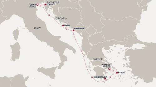 Routengrafik Eine Reise zu schimmernden Piazze, nach Lavendel duftenden Hügeln und byzantinischer Pracht