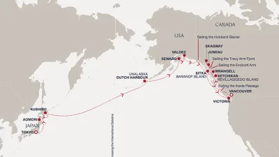 Routenverlauf Eine „Grand Journey“ von den Küsten Japans in die Wildnis Alaskas