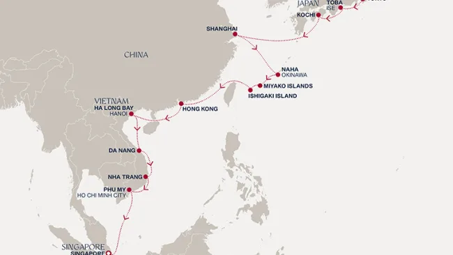 Routenverlauf Eine „Extended Journey“ zu Asiens einzigartigen Kultur- und Küstenwelten