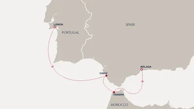 Routenverlauf Eine Reise vom strahlenden Lissabon nach Andalusien und zu den kulturellen Highlights Marokkos