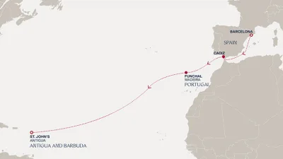 Routenverlauf Eine Reise über den Atlantik bis in die Karibik