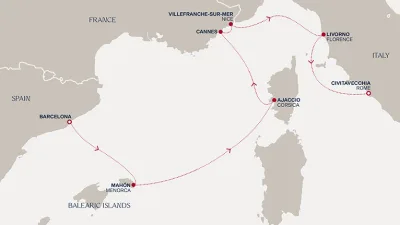 Routenverlauf Eine Reise zu der mondänen Küste Südfrankreichs und den Schätzen Italiens