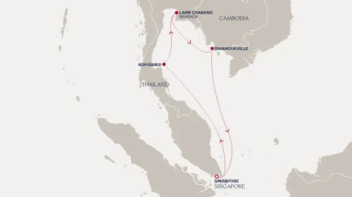 Routengrafik Eine Reise zu tropischen Küsten und historischen Schätzen