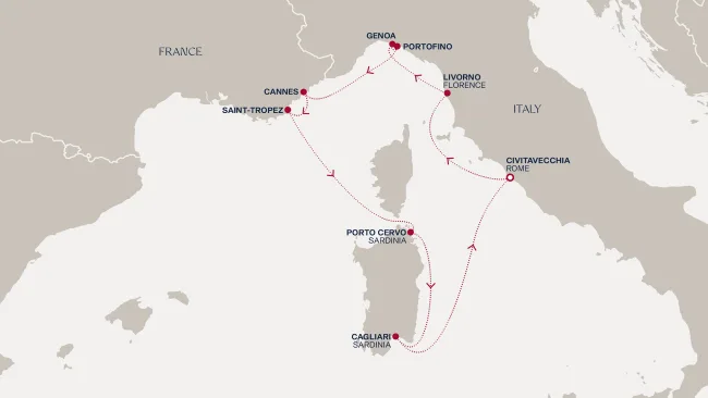 Routenverlauf Eine Reise entlang der Italienischen Riviera und saphirfarbener Küsten