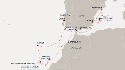 Routenverlauf Eine „Extended Journey“ über den Atlantik und zum Flair des Südens
