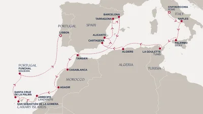 Routenverlauf Eine Reise vom Rande des Mittelmeers zum Atlantik