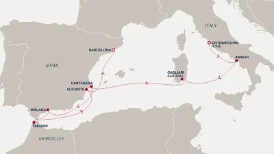 Routenverlauf Eine Reise von den Klippen Amalfis zur andalusischen Sonne