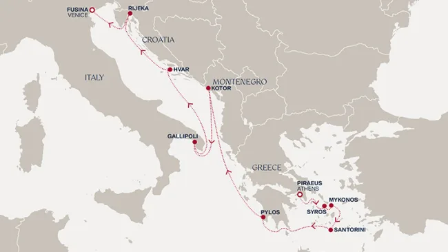 Routenverlauf Eine Reise zu den Wahrzeichen Griechenlands und den versteckten Küsten Italiens