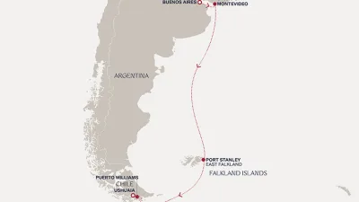 Routenverlauf Eine Reise zu Stränden voller Pinguine und den Spuren patagonischer Legenden
