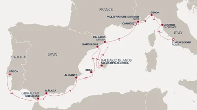 Routenverlauf Eine „Extended Journey“ zur Riviera und eine Neujahrsfeier auf See