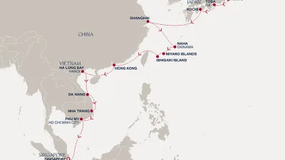 Routenverlauf Eine „Extended Journey“ zu Asiens einzigartigen Kultur- und Küstenwelten