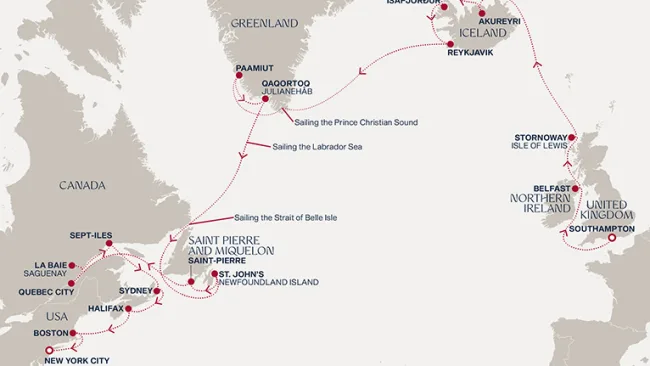 Routenverlauf Eine „Grand Journey“ von britischen Reizen zu den Wundern New Yorks