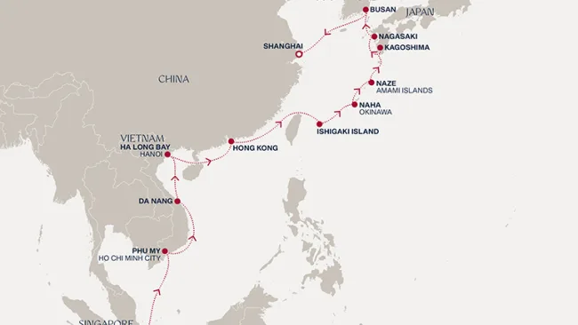 Routenverlauf Eine „Extended Journey“ von Singapurs Wundern bis zu Shanghais Wolkenkratzern