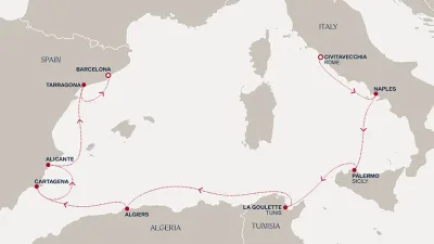 Routenverlauf Eine Reise zu den Wahrzeichen Spaniens und den sonnenverwöhnten Küsten Nordafrikas