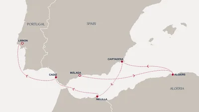 Routenverlauf Eine Reise mit andalusischem Temperament und markantem nordafrikanischem Flair