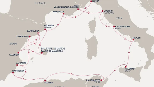 Routenverlauf Eine „Extended Journey“ entlang der westlichen Küsten des Mittelmeers